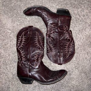 VTG 90s Men's Nocona 3011-30-403 Burgundy Pig Leather Classic Western Boots 11D